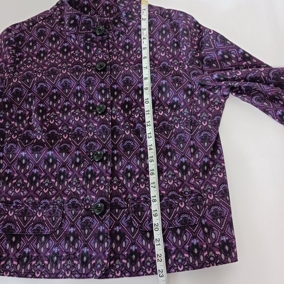 Charter Club Women's Jacket Multi Color Purple with pink. Large - Picture 10 of 11